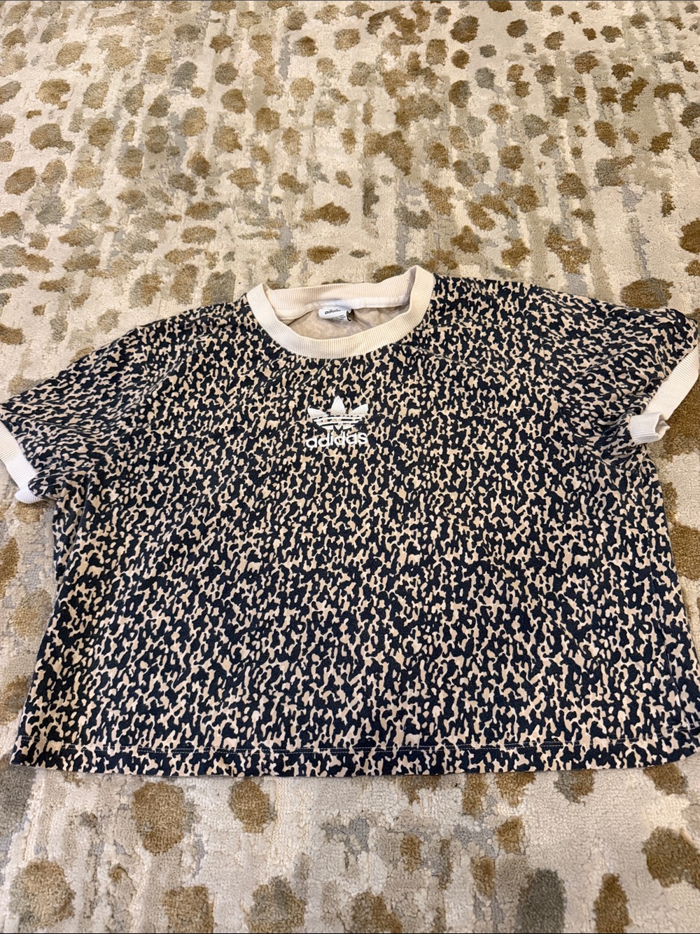 adidas Navy & Cream Leopard Print Short Sleeve Tee